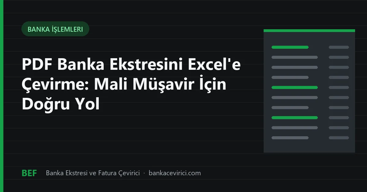 PDF Banka Ekstresini Excel'e Çevirme: Mali Müşavir İçin Doğru Yol
