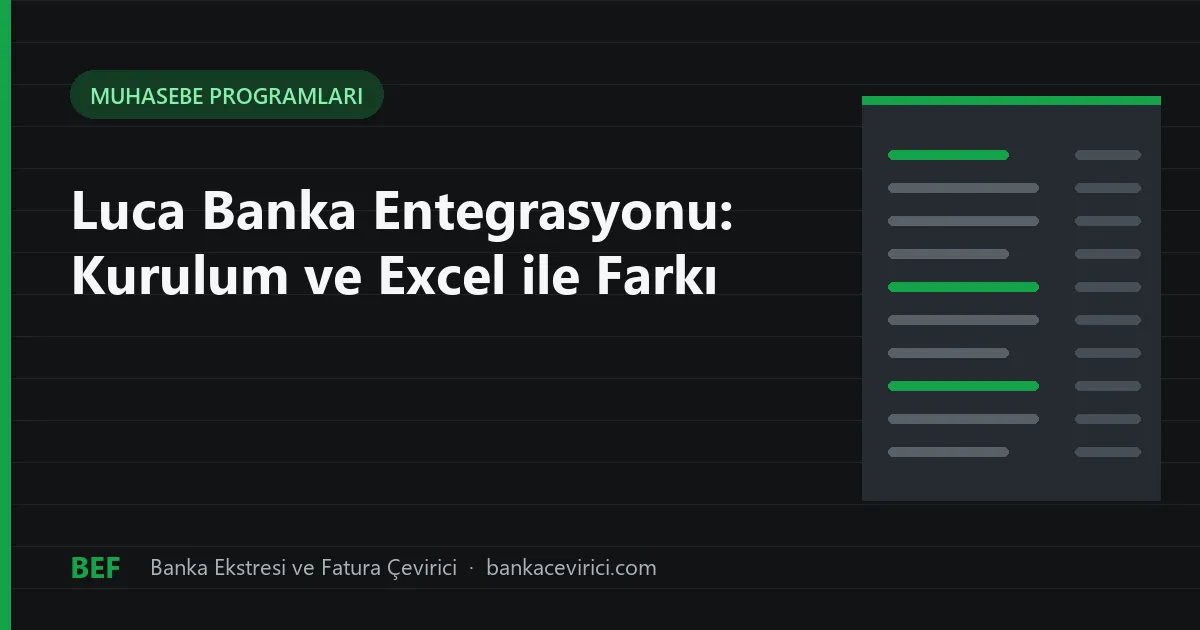 Luca Banka Entegrasyonu: Kurulum, Yetki Belgesi ve Excel Yüklemeyle Farkı